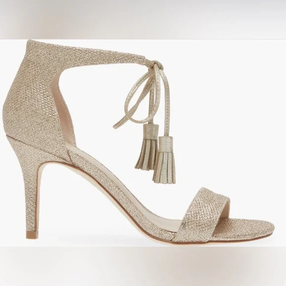 Pelle Moda Roz Mid Heel - size 10 - Gold - ankle ties with tassels - Picture 2 of 12